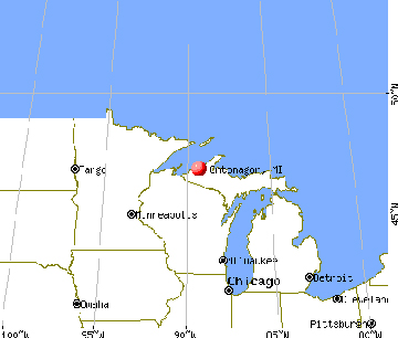 Map showing location of Ontonagon in Michigan